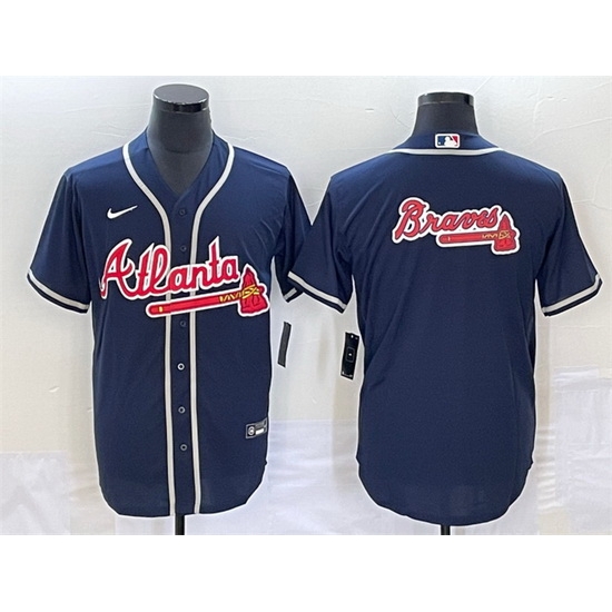 Men Atlanta Braves Navy Team Big Logo Cool Base Stitched Baseball Jerseys Men Atlanta Braves Navy Team Big Logo Cool Base Stitched Baseball Jerseys