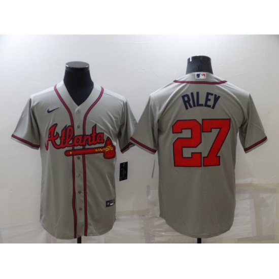 Men Gray Atlanta Braves 27 Austin Riley Cool Base MLB Stitched Jersey Men Gray Atlanta Braves 27 Austin Riley Cool Base MLB Stitched Jersey