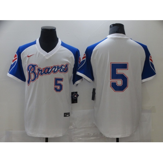 Men Nike Atlanta Braves Freddie Freeman 5 White Blue Pullover Jersey Men Nike Atlanta Braves Freddie Freeman 5 White Blue Pullover Jersey