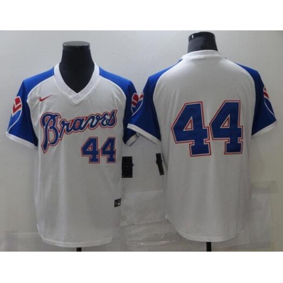 Men Nike Atlanta Braves Hank Aaron 44 Authentic White Cool Base MLB Jersey Men Nike Atlanta Braves Hank Aaron 44 Authentic White Cool Base MLB Jersey