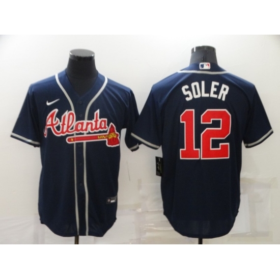 Men's Atlanta Braves #12 Jorge Soler Blue Nike MLB Jersey Men's Atlanta Braves #12 Jorge Soler Blue Nike MLB Jersey