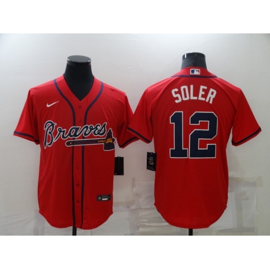 Men's Atlanta Braves #12 Jorge Soler Red Nike MLB Jersey Men's Atlanta Braves #12 Jorge Soler Red Nike MLB Jersey