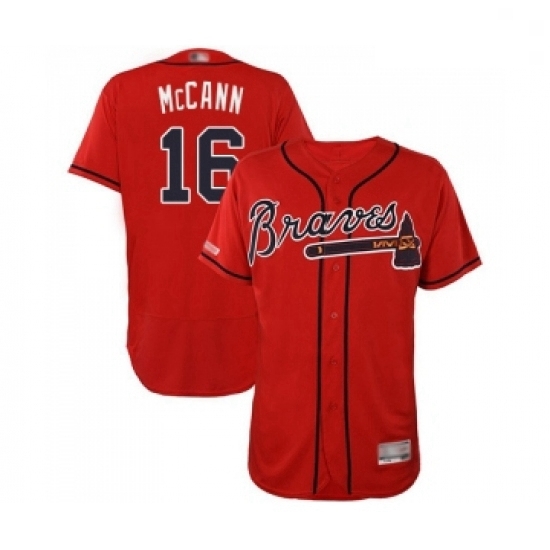 Mens Atlanta Braves 16 Brian McCann Red Alternate Flex Base Authentic Collection Baseball Jersey Mens Atlanta Braves 16 Brian McCann Red Alternate Flex Base Authentic Collection Baseball Jersey