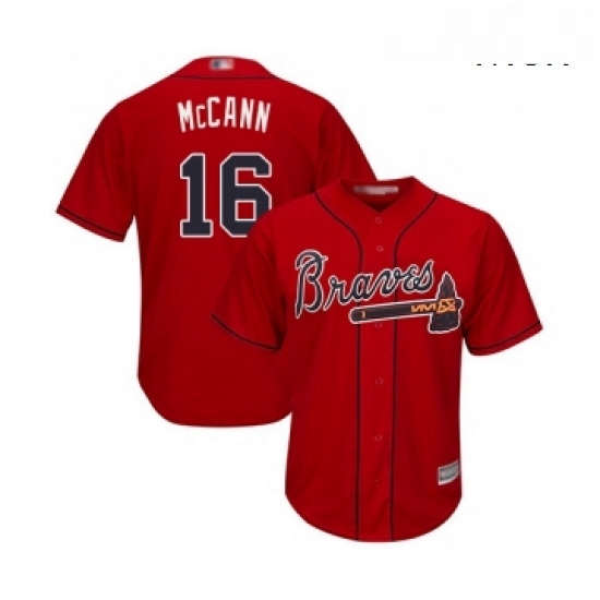 Mens Atlanta Braves 16 Brian McCann Replica Red Alternate Cool Base Baseball Jersey Mens Atlanta Braves 16 Brian McCann Replica Red Alternate Cool Base Baseball Jersey