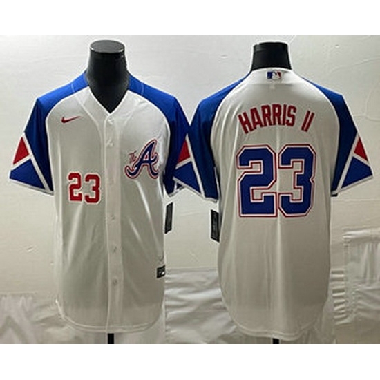 Men's Atlanta Braves #23 Michael Harris II Number White 2023 City Connect Cool Base Stitched Jerseys Men's Atlanta Braves #23 Michael Harris II Number White 2023 City Connect Cool Base Stitched Jerseys