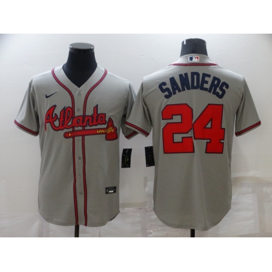 Men's Atlanta Braves #24 Deion Sanders Gray Nike MLB Jersey Men's Atlanta Braves #24 Deion Sanders Gray Nike MLB Jersey
