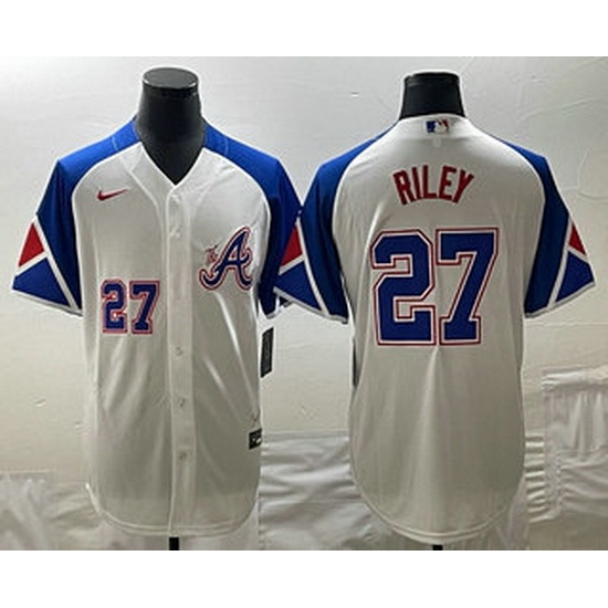 Men's Atlanta Braves #27 Austin Riley Number White 2023 City Connect Cool Base Stitched Jerseys Men's Atlanta Braves #27 Austin Riley Number White 2023 City Connect Cool Base Stitched Jerseys