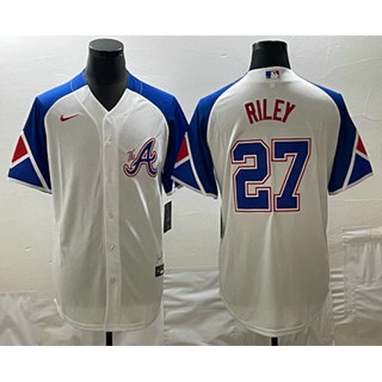 Men's Atlanta Braves #27 Austin Riley White 2023 City Connect Cool Base Stitched Jersey Men's Atlanta Braves #27 Austin Riley White 2023 City Connect Cool Base Stitched Jersey