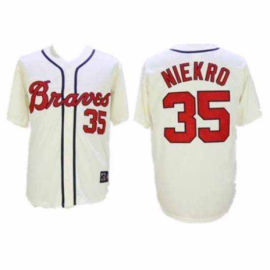 Men's Atlanta Braves #35 Phil Niekro Cream Throwback Jersey Men's Atlanta Braves #35 Phil Niekro Cream Throwback Jersey