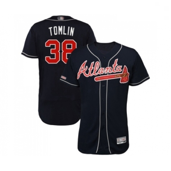 Mens Atlanta Braves 38 Josh Tomlin Navy Blue Alternate Flex Base Authentic Collection Baseball Jersey Mens Atlanta Braves 38 Josh Tomlin Navy Blue Alternate Flex Base Authentic Collection Baseball Jersey