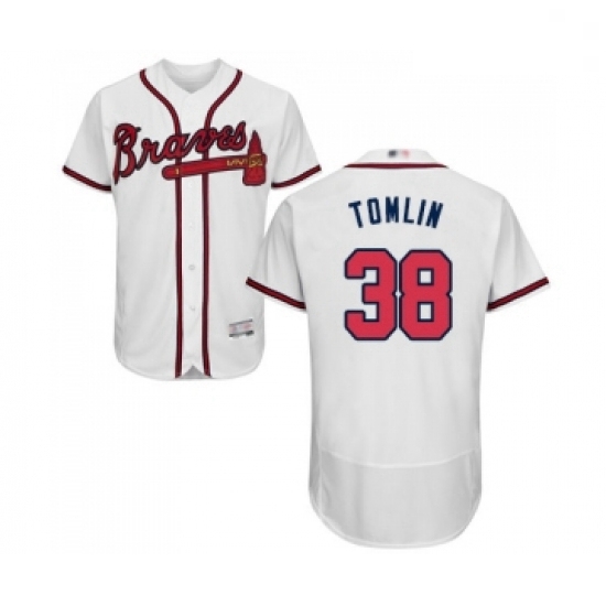 Mens Atlanta Braves 38 Josh Tomlin White Home Flex Base Authentic Collection Baseball Jersey Mens Atlanta Braves 38 Josh Tomlin White Home Flex Base Authentic Collection Baseball Jersey