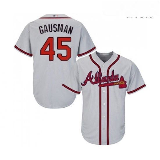 Mens Atlanta Braves 45 Kevin Gausman Replica Grey Road Cool Base Baseball Jersey Mens Atlanta Braves 45 Kevin Gausman Replica Grey Road Cool Base Baseball Jersey