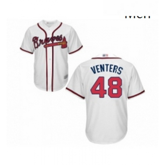 Mens Atlanta Braves 48 Jonny Venters Replica White Home Cool Base Baseball Jersey Mens Atlanta Braves 48 Jonny Venters Replica White Home Cool Base Baseball Jersey