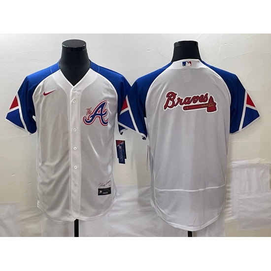 Men's Atlanta Braves Big Logo White 2023 City Connect Flex Base Stitched Baseball Jersey Men's Atlanta Braves Big Logo White 2023 City Connect Flex Base Stitched Baseball Jersey