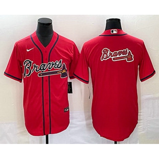 Men's Atlanta Braves Red Team Big Logo Cool Base Stitched Baseball Jersey Men's Atlanta Braves Red Team Big Logo Cool Base Stitched Baseball Jersey