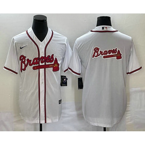 Men's Atlanta Braves White Team Big Logo Cool Base Stitched Baseball Jersey Men's Atlanta Braves White Team Big Logo Cool Base Stitched Baseball Jersey
