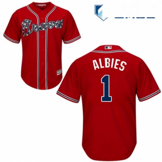 Mens Majestic Atlanta Braves 1 Ozzie Albies Replica Red Alternate Cool Base MLB Jersey Mens Majestic Atlanta Braves 1 Ozzie Albies Replica Red Alternate Cool Base MLB Jersey