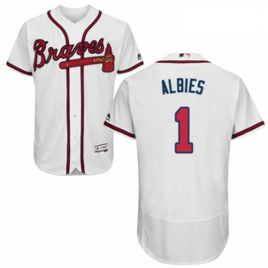 Mens Majestic Atlanta Braves 1 Ozzie Albies White Home Flex Base Authentic Collection MLB Jersey Mens Majestic Atlanta Braves 1 Ozzie Albies White Home Flex Base Authentic Collection MLB Jersey