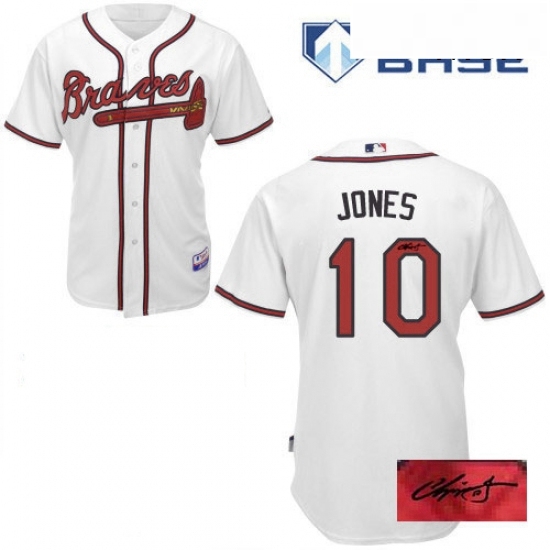 Mens Majestic Atlanta Braves 10 Chipper Jones Authentic White Home Cool Base Autographed MLB Jersey Mens Majestic Atlanta Braves 10 Chipper Jones Authentic White Home Cool Base Autographed MLB Jersey