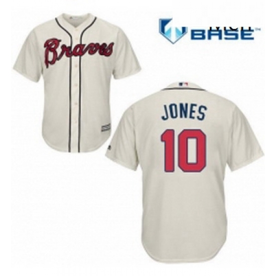 Mens Majestic Atlanta Braves 10 Chipper Jones Replica Cream Alternate 2 Cool Base MLB Jersey Mens Majestic Atlanta Braves 10 Chipper Jones Replica Cream Alternate 2 Cool Base MLB Jersey