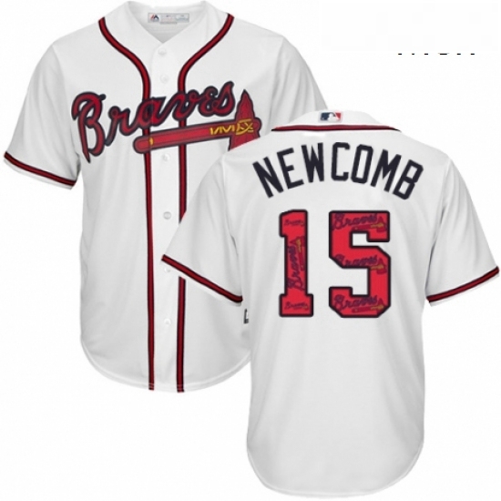 Mens Majestic Atlanta Braves 15 Sean Newcomb Authentic White Team Logo Fashion Cool Base MLB Jersey Mens Majestic Atlanta Braves 15 Sean Newcomb Authentic White Team Logo Fashion Cool Base MLB Jersey