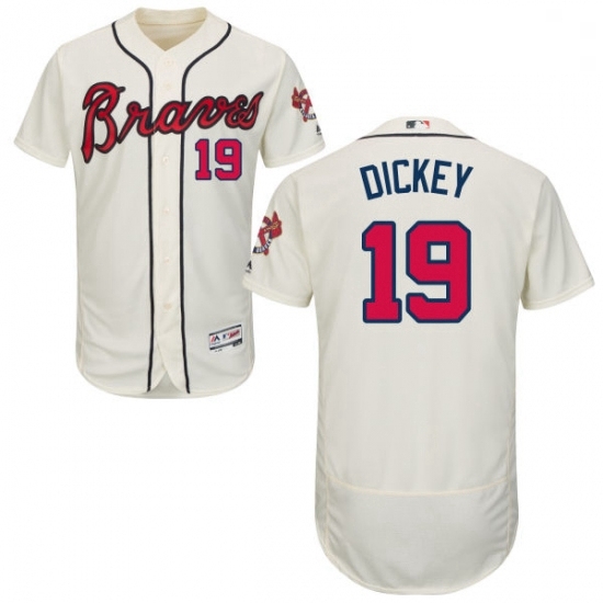 Mens Majestic Atlanta Braves 19 RA Dickey Cream Flexbase Authentic Collection MLB Jersey Mens Majestic Atlanta Braves 19 RA Dickey Cream Flexbase Authentic Collection MLB Jersey