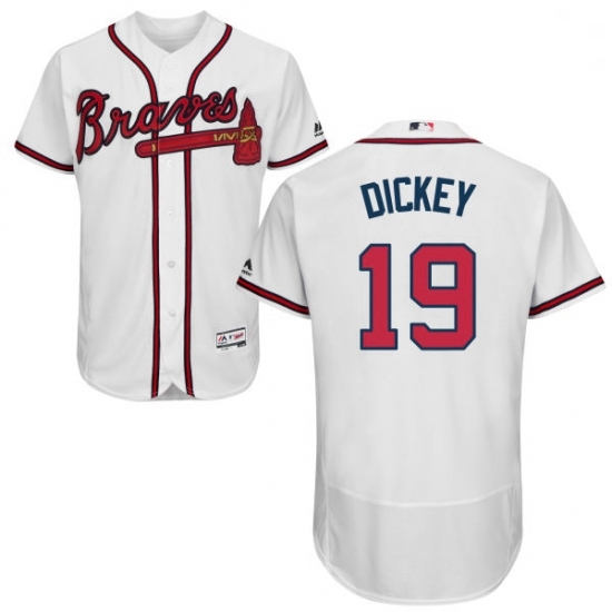 Mens Majestic Atlanta Braves 19 RA Dickey White Flexbase Authentic Collection MLB Jersey Mens Majestic Atlanta Braves 19 RA Dickey White Flexbase Authentic Collection MLB Jersey