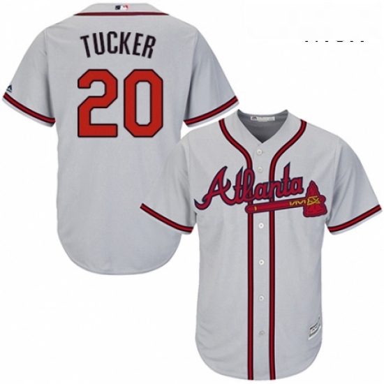 Mens Majestic Atlanta Braves 20 Preston Tucker Replica Grey Road Cool Base MLB Jersey Mens Majestic Atlanta Braves 20 Preston Tucker Replica Grey Road Cool Base MLB Jersey
