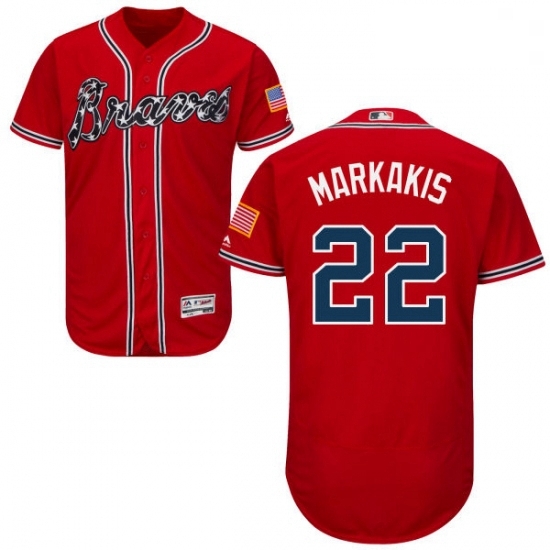 Mens Majestic Atlanta Braves 22 Nick Markakis Red Alternate Flex Base Authentic Collection MLB Jersey Mens Majestic Atlanta Braves 22 Nick Markakis Red Alternate Flex Base Authentic Collection MLB Jersey