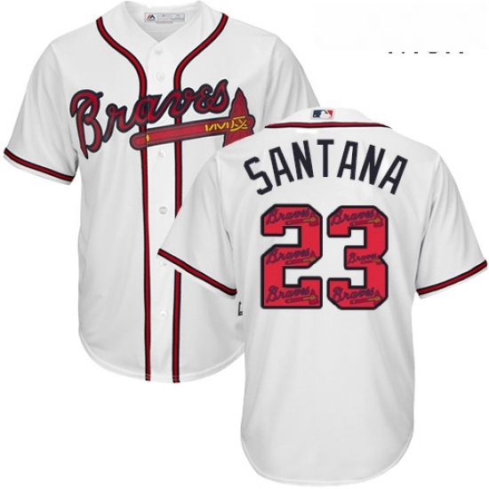 Mens Majestic Atlanta Braves 23 Danny Santana Authentic White Team Logo Fashion Cool Base MLB Jersey Mens Majestic Atlanta Braves 23 Danny Santana Authentic White Team Logo Fashion Cool Base MLB Jersey