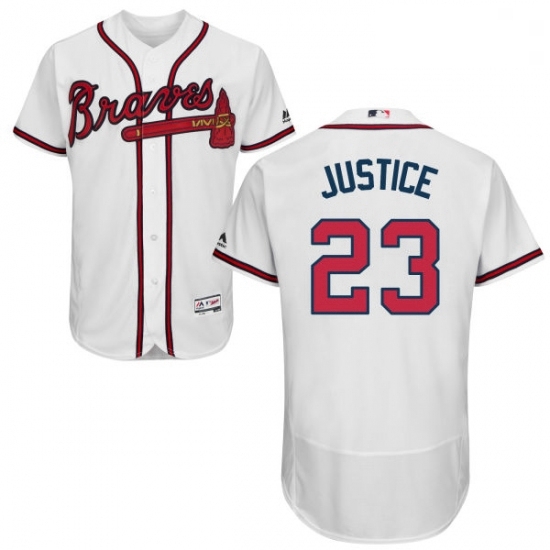 Mens Majestic Atlanta Braves 23 David Justice White Home Flex Base Authentic Collection MLB Jersey Mens Majestic Atlanta Braves 23 David Justice White Home Flex Base Authentic Collection MLB Jersey