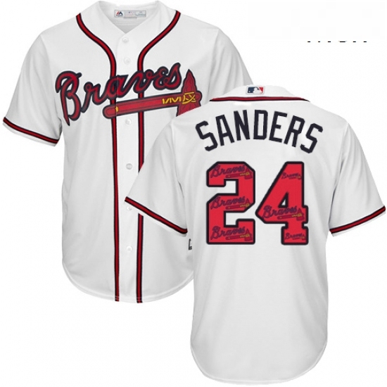 Mens Majestic Atlanta Braves 24 Deion Sanders Authentic White Team Logo Fashion Cool Base MLB Jersey Mens Majestic Atlanta Braves 24 Deion Sanders Authentic White Team Logo Fashion Cool Base MLB Jersey