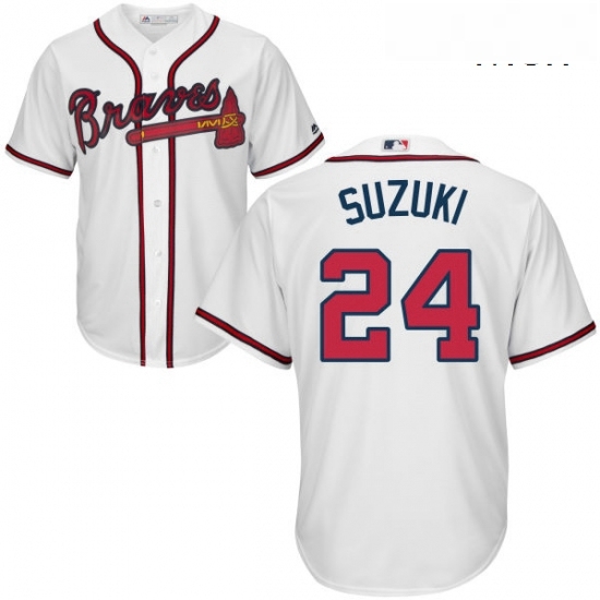 Mens Majestic Atlanta Braves 24 Kurt Suzuki Replica White Home Cool Base MLB Jersey Mens Majestic Atlanta Braves 24 Kurt Suzuki Replica White Home Cool Base MLB Jersey
