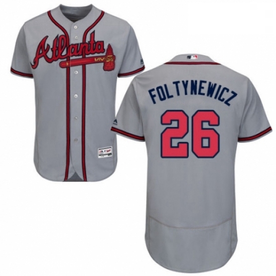 Mens Majestic Atlanta Braves 26 Mike Foltynewicz Grey Road Flex Base Authentic Collection MLB Jersey Mens Majestic Atlanta Braves 26 Mike Foltynewicz Grey Road Flex Base Authentic Collection MLB Jersey