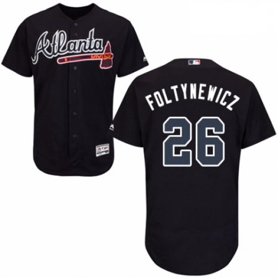 Mens Majestic Atlanta Braves 26 Mike Foltynewicz Navy Blue Alternate Flex Base Authentic Collection MLB Jersey Mens Majestic Atlanta Braves 26 Mike Foltynewicz Navy Blue Alternate Flex Base Authentic Collection MLB Jersey
