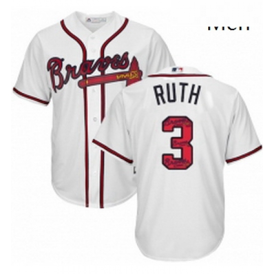 Mens Majestic Atlanta Braves 3 Babe Ruth Authentic White Team Logo Fashion Cool Base MLB Jersey Mens Majestic Atlanta Braves 3 Babe Ruth Authentic White Team Logo Fashion Cool Base MLB Jersey
