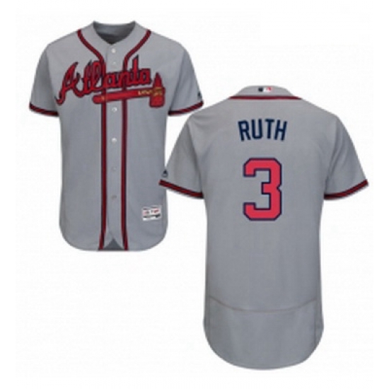 Mens Majestic Atlanta Braves 3 Babe Ruth Grey Road Flex Base Authentic Collection MLB Jersey Mens Majestic Atlanta Braves 3 Babe Ruth Grey Road Flex Base Authentic Collection MLB Jersey