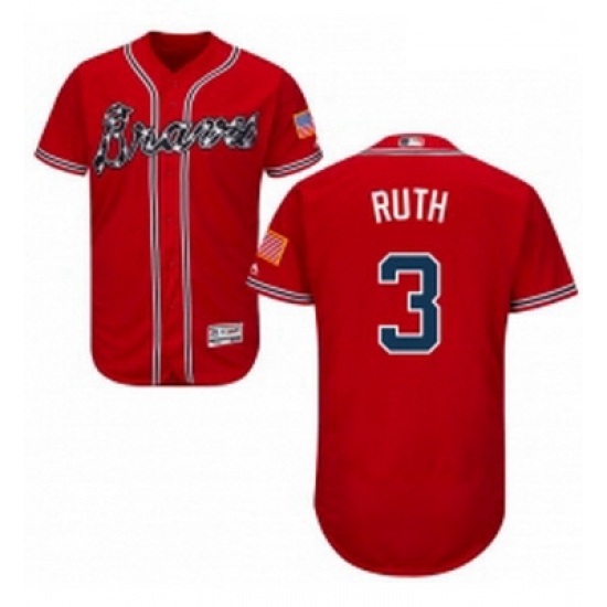 Mens Majestic Atlanta Braves 3 Babe Ruth Red Alternate Flex Base Authentic Collection MLB Jersey Mens Majestic Atlanta Braves 3 Babe Ruth Red Alternate Flex Base Authentic Collection MLB Jersey