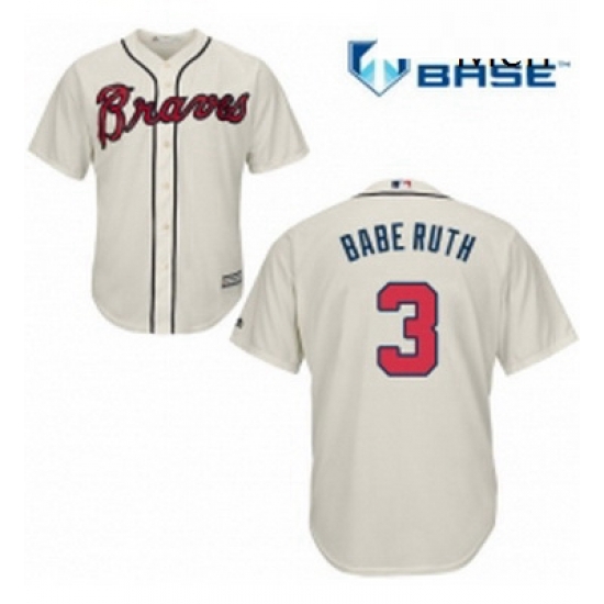Mens Majestic Atlanta Braves 3 Babe Ruth Replica Cream Alternate 2 Cool Base MLB Jersey Mens Majestic Atlanta Braves 3 Babe Ruth Replica Cream Alternate 2 Cool Base MLB Jersey