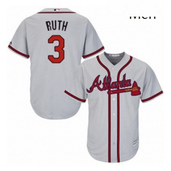 Mens Majestic Atlanta Braves 3 Babe Ruth Replica Grey Road Cool Base MLB Jersey Mens Majestic Atlanta Braves 3 Babe Ruth Replica Grey Road Cool Base MLB Jersey