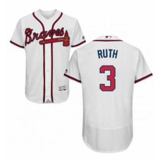 Mens Majestic Atlanta Braves 3 Babe Ruth White Home Flex Base Authentic Collection MLB Jersey Mens Majestic Atlanta Braves 3 Babe Ruth White Home Flex Base Authentic Collection MLB Jersey