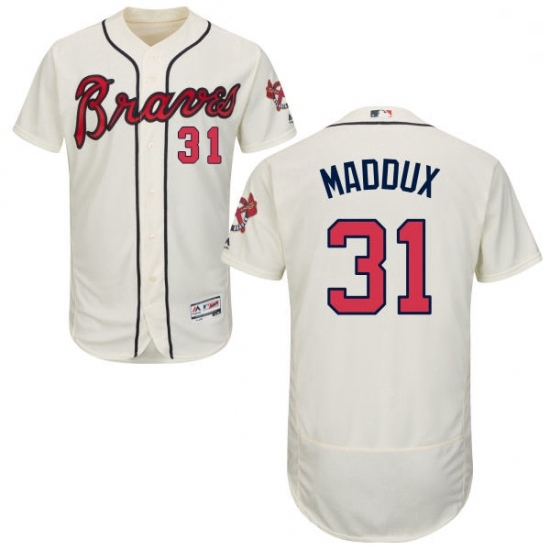 Mens Majestic Atlanta Braves 31 Greg Maddux Cream Alternate Flex Base Authentic Collection MLB Jersey Mens Majestic Atlanta Braves 31 Greg Maddux Cream Alternate Flex Base Authentic Collection MLB Jersey