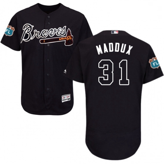 Mens Majestic Atlanta Braves 31 Greg Maddux Navy Blue Alternate Flex Base Authentic Collection MLB Jersey Mens Majestic Atlanta Braves 31 Greg Maddux Navy Blue Alternate Flex Base Authentic Collection MLB Jersey