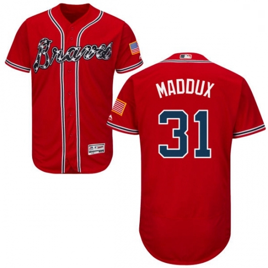 Mens Majestic Atlanta Braves 31 Greg Maddux Red Alternate Flex Base Authentic Collection MLB Jersey Mens Majestic Atlanta Braves 31 Greg Maddux Red Alternate Flex Base Authentic Collection MLB Jersey