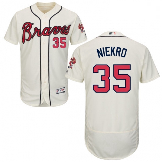 Mens Majestic Atlanta Braves 35 Phil Niekro Cream Alternate Flex Base Authentic Collection MLB Jersey Mens Majestic Atlanta Braves 35 Phil Niekro Cream Alternate Flex Base Authentic Collection MLB Jersey