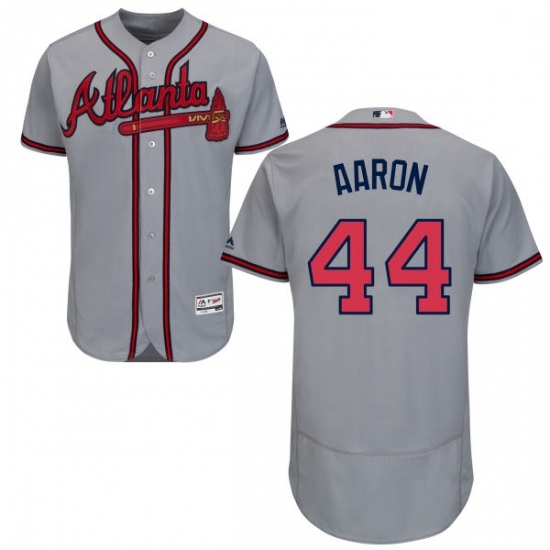 Mens Majestic Atlanta Braves 44 Hank Aaron Grey Road Flex Base Authentic Collection MLB Jersey Mens Majestic Atlanta Braves 44 Hank Aaron Grey Road Flex Base Authentic Collection MLB Jersey