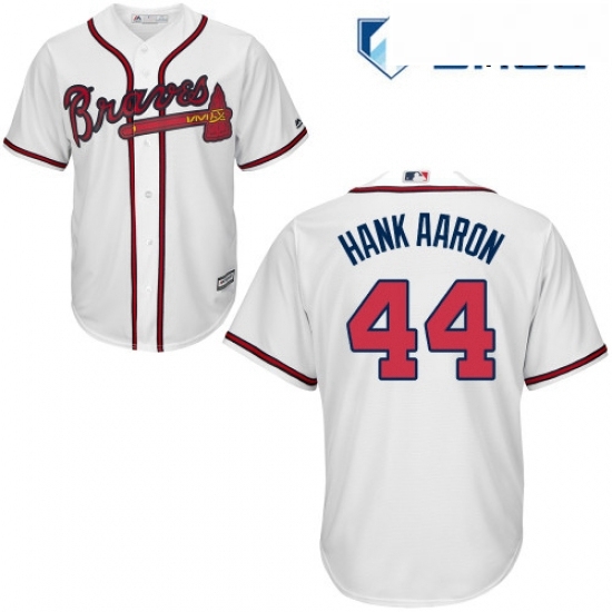 Mens Majestic Atlanta Braves 44 Hank Aaron Replica White Home Cool Base MLB Jersey Mens Majestic Atlanta Braves 44 Hank Aaron Replica White Home Cool Base MLB Jersey