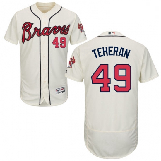 Mens Majestic Atlanta Braves 49 Julio Teheran Cream Alternate Flex Base Authentic Collection MLB Jersey Mens Majestic Atlanta Braves 49 Julio Teheran Cream Alternate Flex Base Authentic Collection MLB Jersey