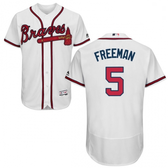 Mens Majestic Atlanta Braves 5 Freddie Freeman White Home Flex Base Authentic Collection MLB Jersey Mens Majestic Atlanta Braves 5 Freddie Freeman White Home Flex Base Authentic Collection MLB Jersey