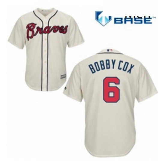 Mens Majestic Atlanta Braves 6 Bobby Cox Replica Cream Alternate 2 Cool Base MLB Jersey Mens Majestic Atlanta Braves 6 Bobby Cox Replica Cream Alternate 2 Cool Base MLB Jersey